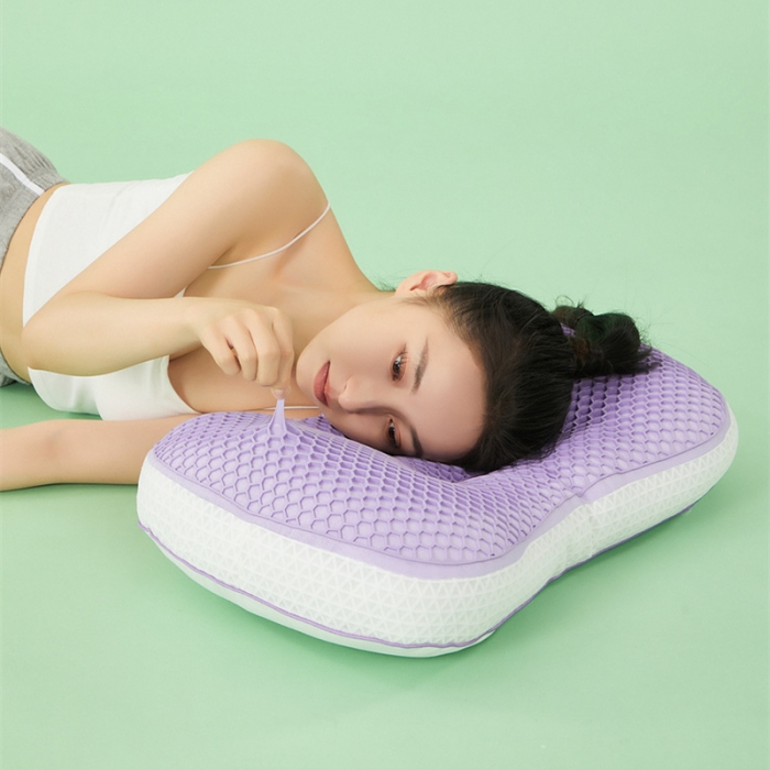 91家纺网 家纺一手货源 找家纺 多点家居 2023新款亲肤透气TPE Q Q枕 紫色（含礼盒）