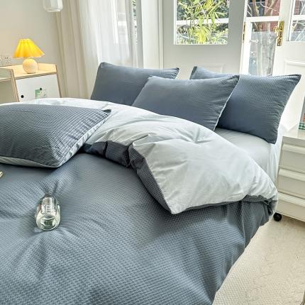 91家纺网 家纺一手货源 找家纺 （总）米粒家纺 2023新款AB版华夫格四件套