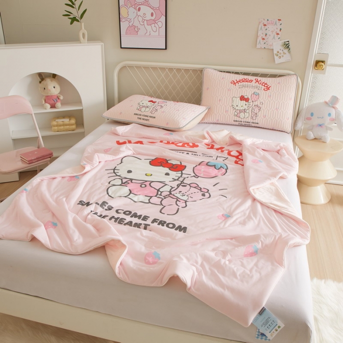 91家纺网 家纺一手货源 找家纺 蘭菲家纺 2023新款三丽欧凉感系列夏被 草莓派