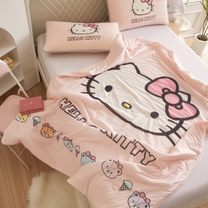 91家纺网 家纺一手货源 找家纺 蘭菲家纺 2023新款三丽欧凉感系列夏被 粉系