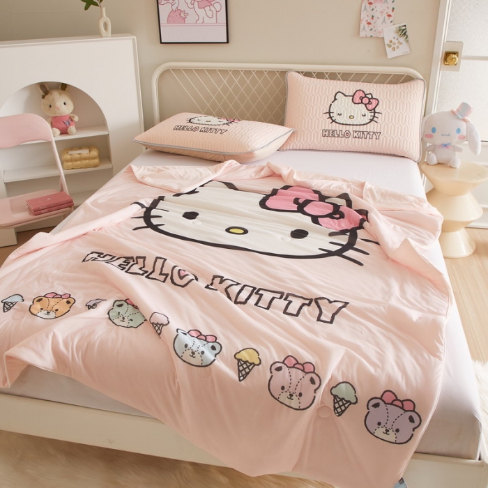 91家纺网 家纺一手货源 找家纺 蘭菲家纺 2023新款三丽欧凉感系列夏被 粉系