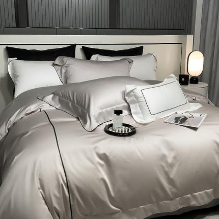 91家纺网 家纺一手货源 找家纺 （总）佳汐蓝 2023新款120支丝绸缎四件套--路亚系列