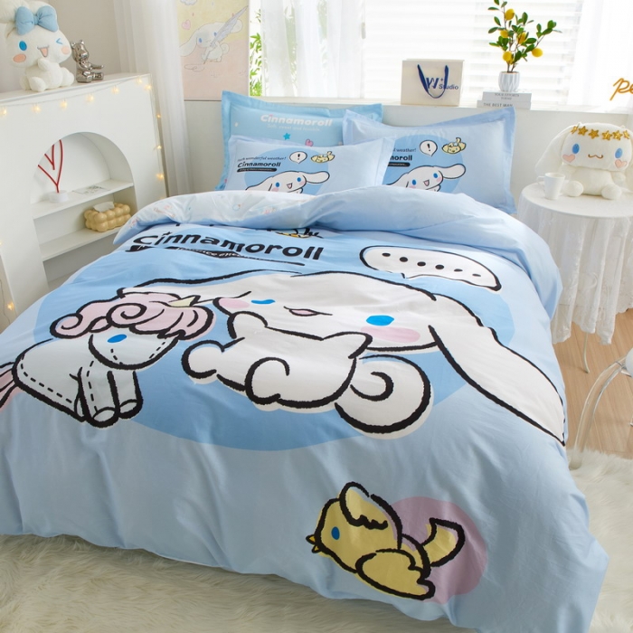 91家纺网 家纺一手货源 找家纺 蘭菲家纺 2023新款全棉大版卡通四件套 布丁