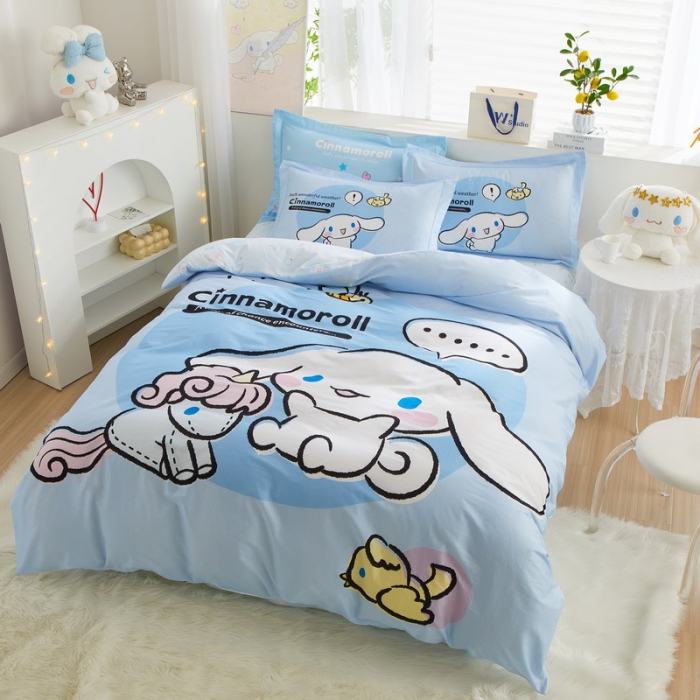 91家纺网 家纺一手货源 找家纺 蘭菲家纺 2023新款全棉大版卡通四件套 布丁