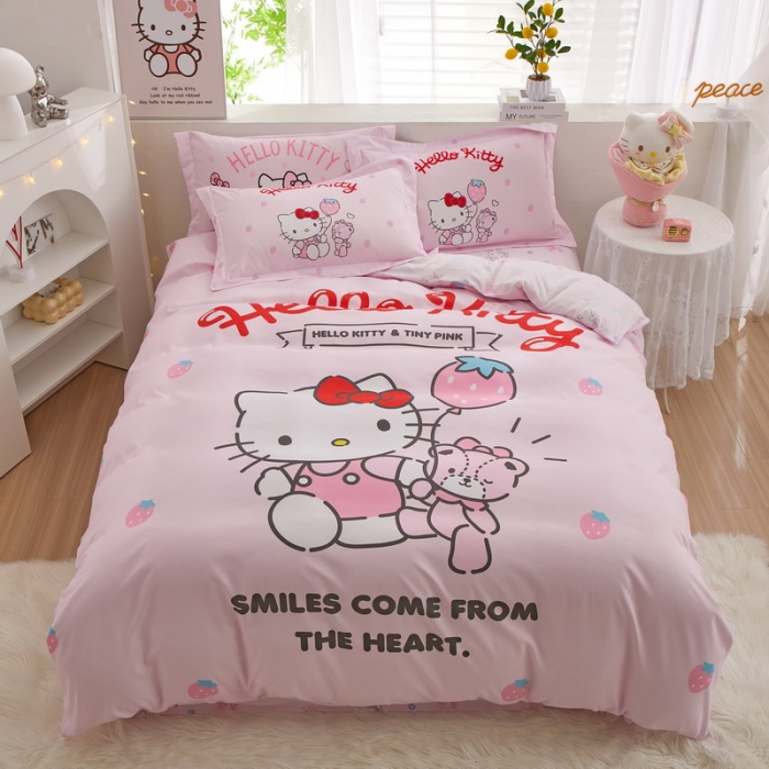 91家纺网 家纺一手货源 找家纺 蘭菲家纺 2023新款全棉大版卡通四件套 草莓派