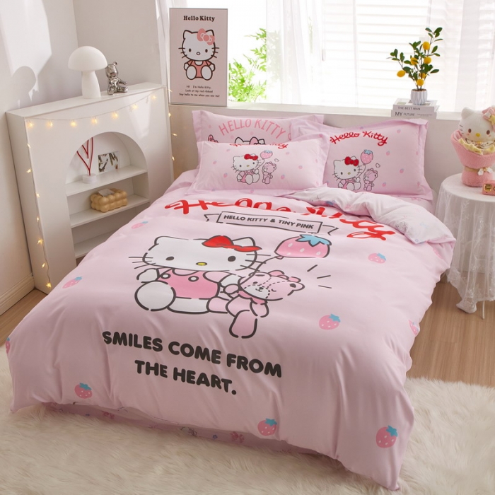 91家纺网 家纺一手货源 找家纺 蘭菲家纺 2023新款全棉大版卡通四件套 草莓派