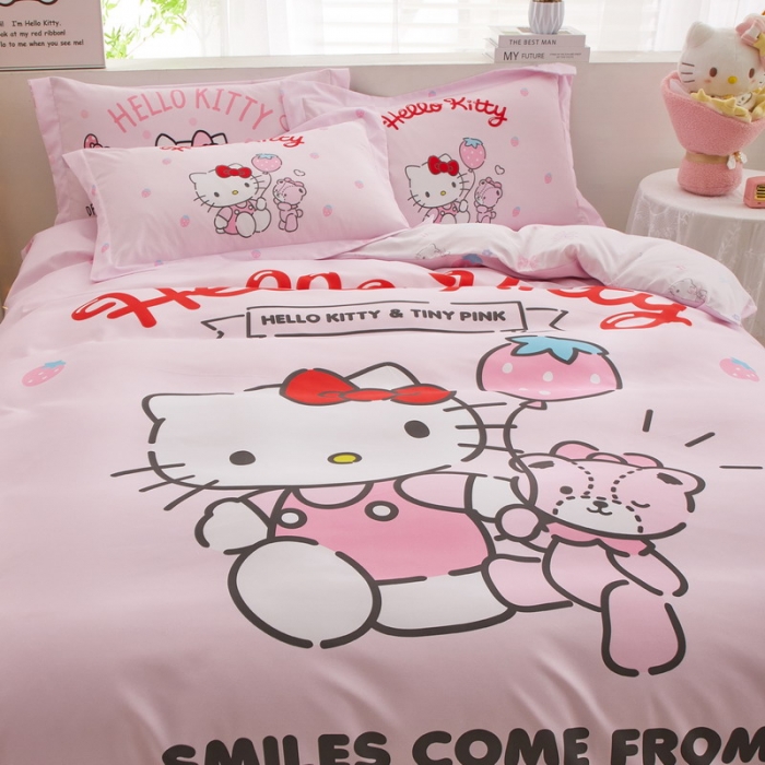 91家纺网 家纺一手货源 找家纺 蘭菲家纺 2023新款全棉大版卡通四件套 草莓派