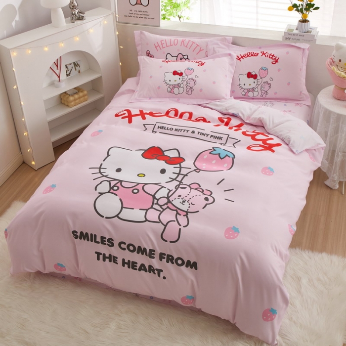 91家纺网 家纺一手货源 找家纺 蘭菲家纺 2023新款全棉大版卡通四件套 草莓派