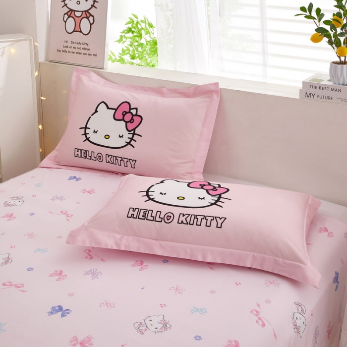 91家纺网 家纺一手货源 找家纺 蘭菲家纺 2023新款全棉大版卡通四件套 粉系