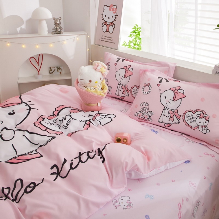 91家纺网 家纺一手货源 找家纺 蘭菲家纺 2023新款全棉大版卡通四件套 公主