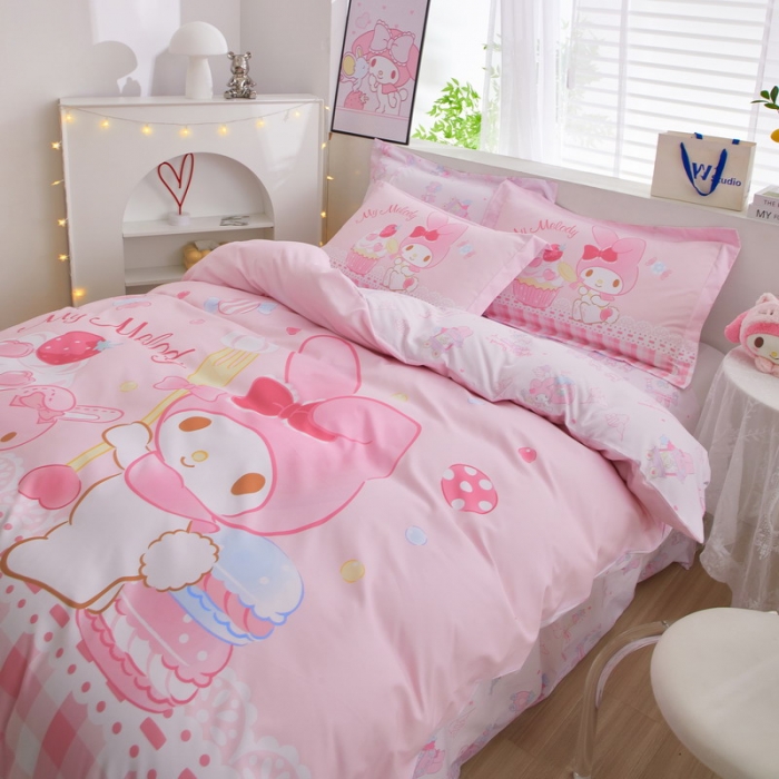 91家纺网 家纺一手货源 找家纺 蘭菲家纺 2023新款全棉大版卡通四件套 节日快乐