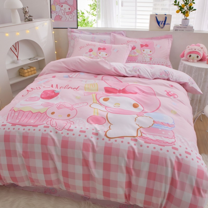 91家纺网 家纺一手货源 找家纺 蘭菲家纺 2023新款全棉大版卡通四件套 节日快乐