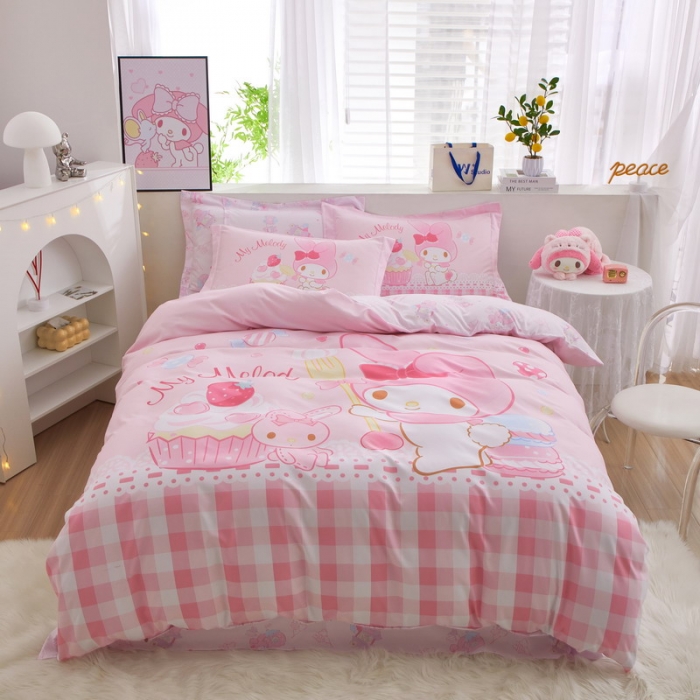 91家纺网 家纺一手货源 找家纺 蘭菲家纺 2023新款全棉大版卡通四件套 节日快乐