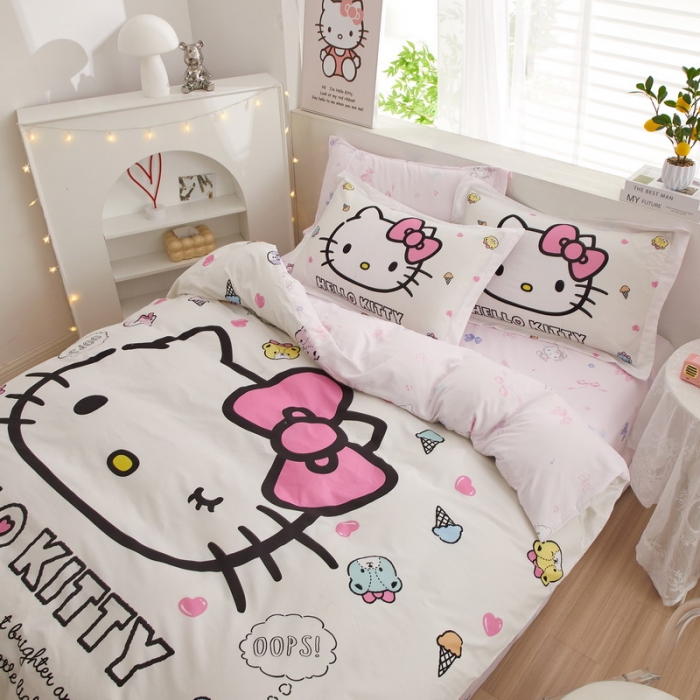 91家纺网 家纺一手货源 找家纺 蘭菲家纺 2023新款全棉大版卡通四件套 甜品站