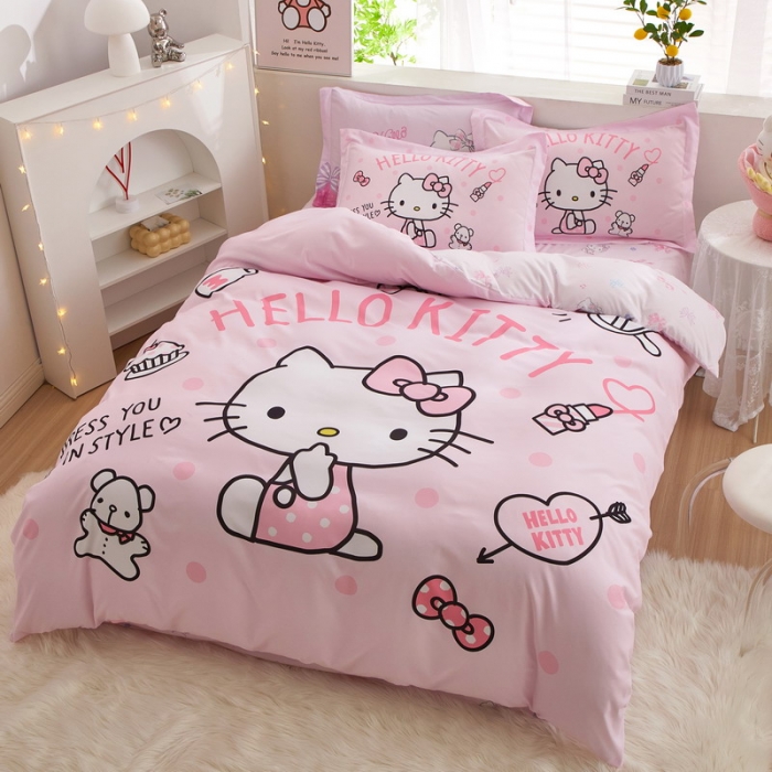 91家纺网 家纺一手货源 找家纺 蘭菲家纺 2023新款全棉大版卡通四件套 甜心kT