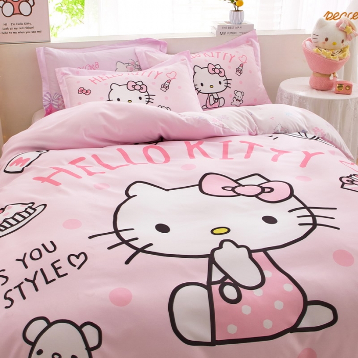 91家纺网 家纺一手货源 找家纺 蘭菲家纺 2023新款全棉大版卡通四件套 甜心kT