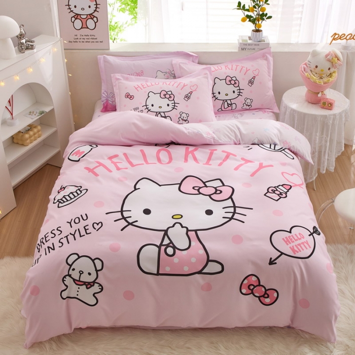 91家纺网 家纺一手货源 找家纺 蘭菲家纺 2023新款全棉大版卡通四件套 甜心kT