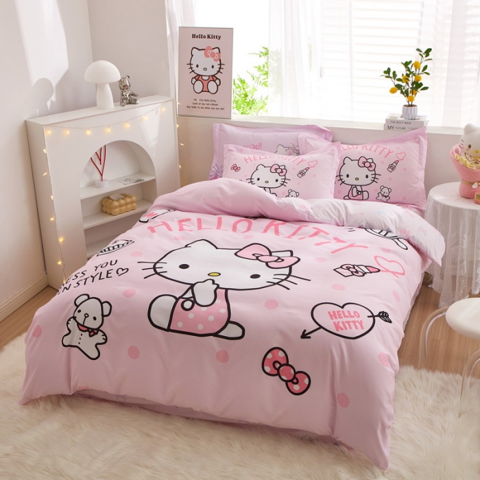 91家纺网 家纺一手货源 找家纺 蘭菲家纺 2023新款全棉大版卡通四件套 甜心kT