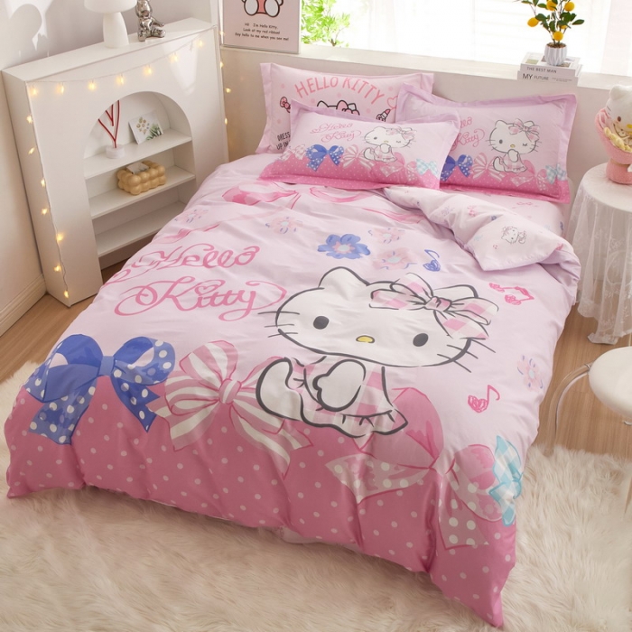 91家纺网 家纺一手货源 找家纺 蘭菲家纺 2023新款全棉大版卡通四件套 炫彩KT