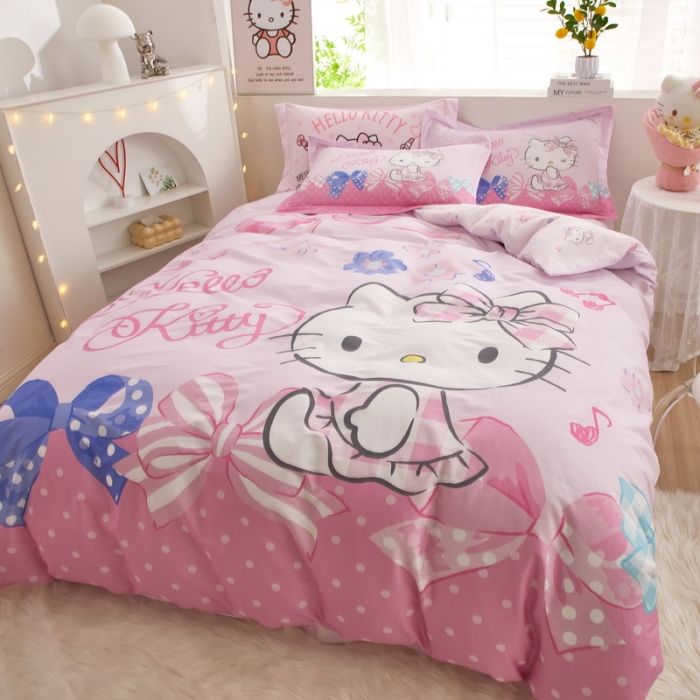 91家纺网 家纺一手货源 找家纺 蘭菲家纺 2023新款全棉大版卡通四件套 炫彩KT