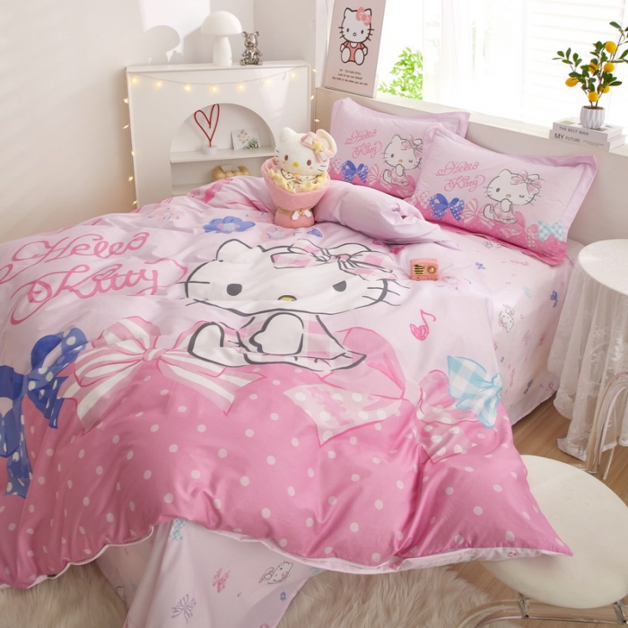 91家纺网 家纺一手货源 找家纺 蘭菲家纺 2023新款全棉大版卡通四件套 炫彩KT