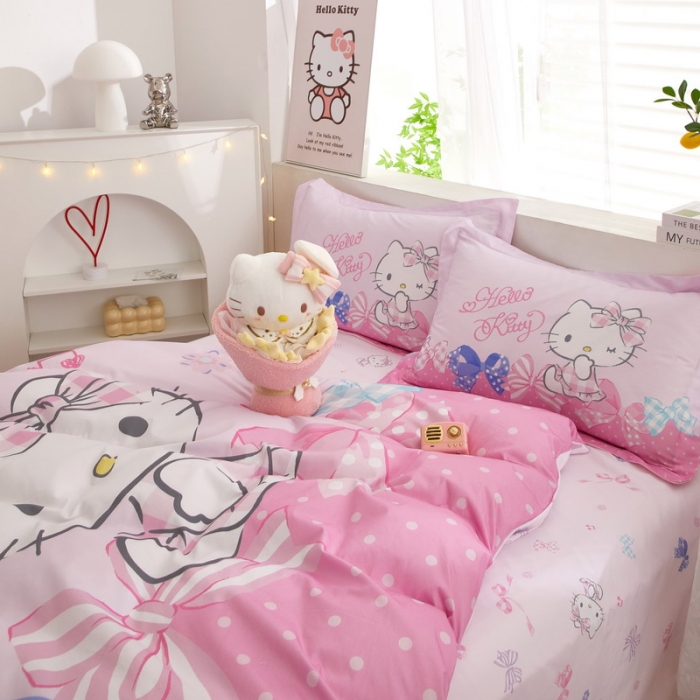 91家纺网 家纺一手货源 找家纺 蘭菲家纺 2023新款全棉大版卡通四件套 炫彩KT