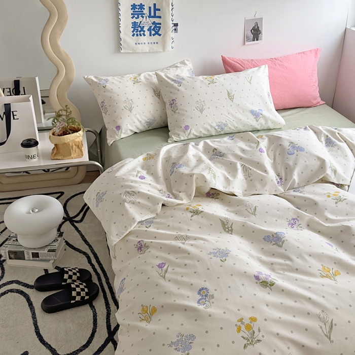 91家纺网 家纺一手货源 找家纺 怡家居 2023新款全棉小清新印花四件套 美西