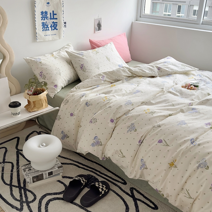 91家纺网 家纺一手货源 找家纺 怡家居 2023新款全棉小清新印花四件套 美西