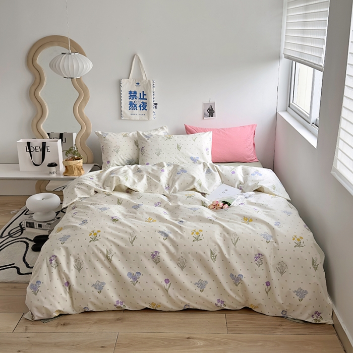 91家纺网 家纺一手货源 找家纺 怡家居 2023新款全棉小清新印花四件套 美西