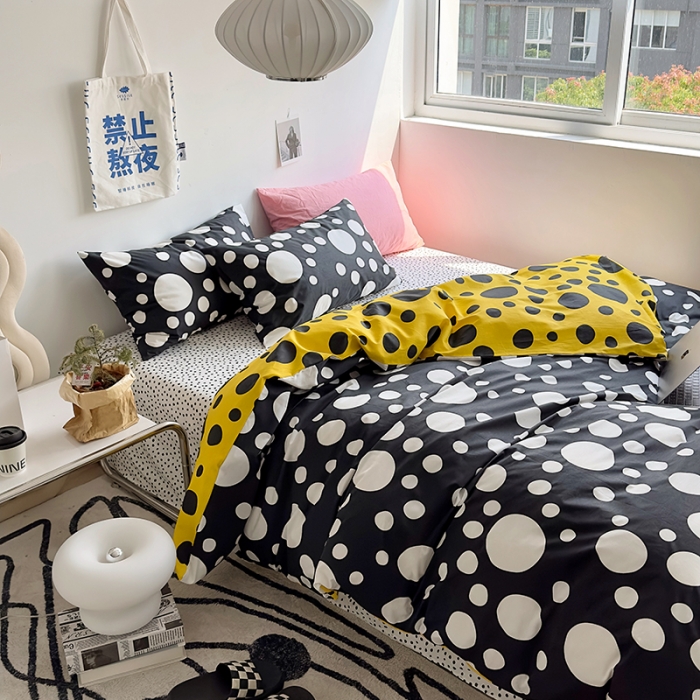 91家纺网 家纺一手货源 找家纺 怡家居 2023新款全棉小清新印花四件套 梦幻-黑