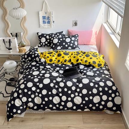 怡家居 2023新款全棉小清新印花四件套 梦幻-黑