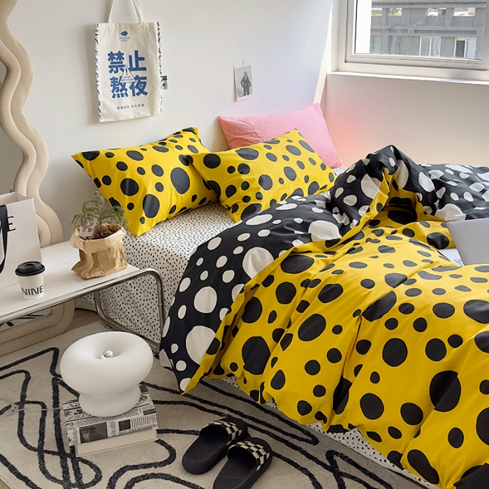 91家纺网 家纺一手货源 找家纺 怡家居 2023新款全棉小清新印花四件套 梦幻-黄