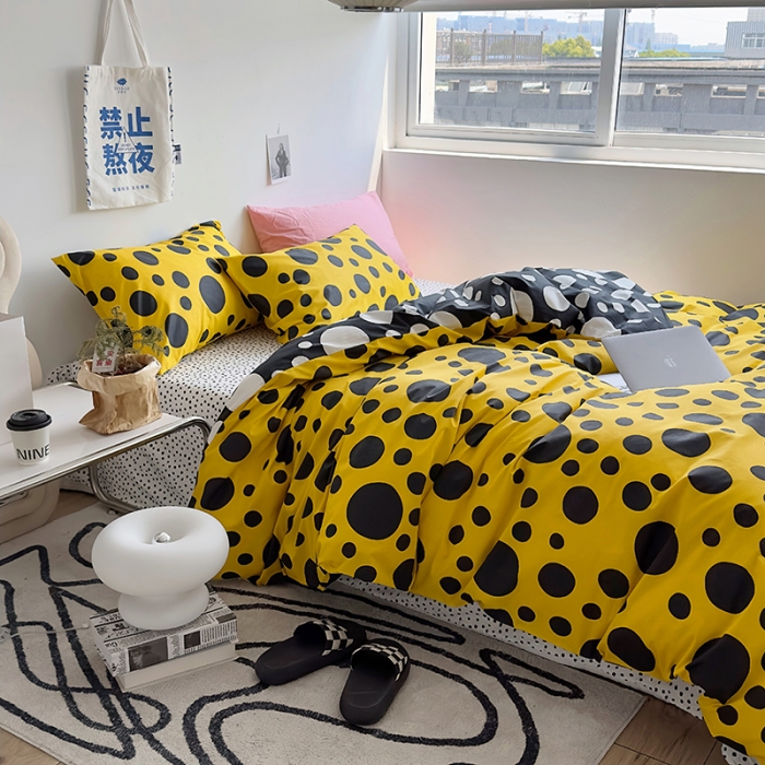 91家纺网 家纺一手货源 找家纺 怡家居 2023新款全棉小清新印花四件套 梦幻-黄