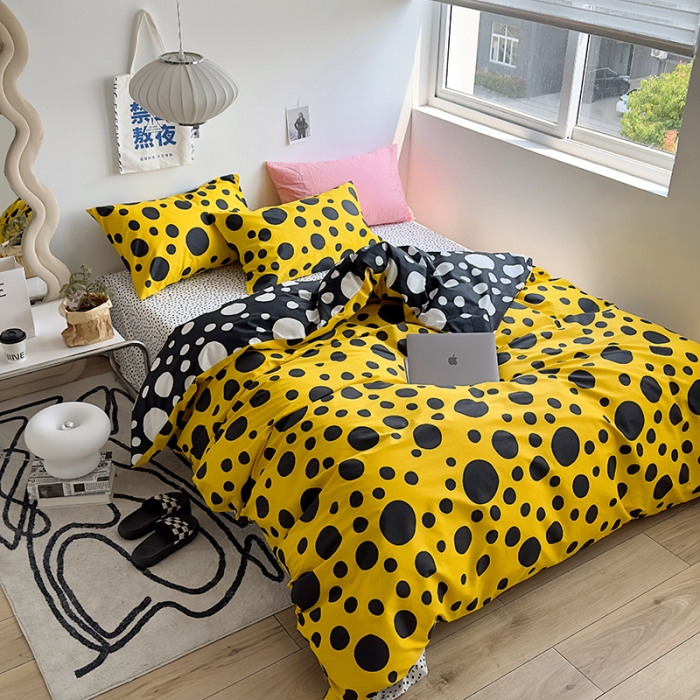 91家纺网 家纺一手货源 找家纺 怡家居 2023新款全棉小清新印花四件套 梦幻-黄