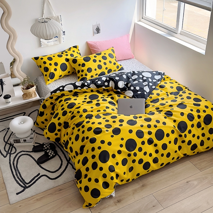 91家纺网 家纺一手货源 找家纺 怡家居 2023新款全棉小清新印花四件套 梦幻-黄