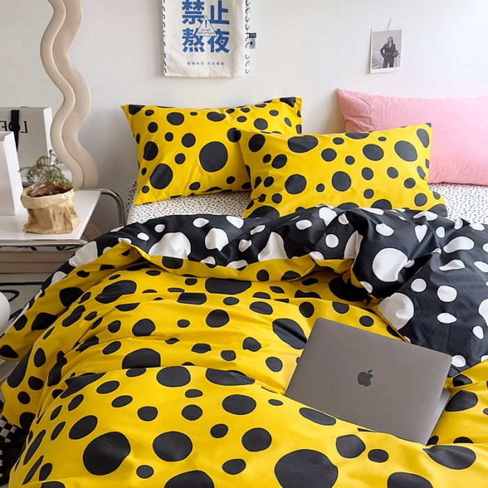 91家纺网 家纺一手货源 找家纺 怡家居 2023新款全棉小清新印花四件套 梦幻-黄