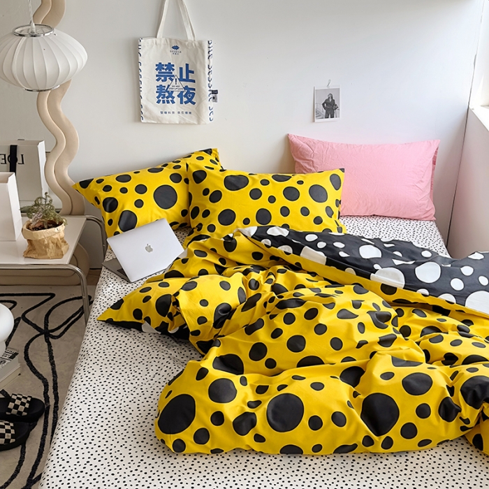 91家纺网 家纺一手货源 找家纺 怡家居 2023新款全棉小清新印花四件套 梦幻-黄