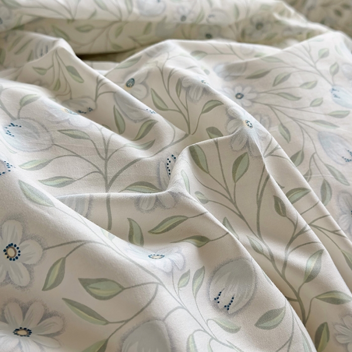 91家纺网 家纺一手货源 找家纺 怡家居 2023新款全棉小清新印花四件套 梦田-绿