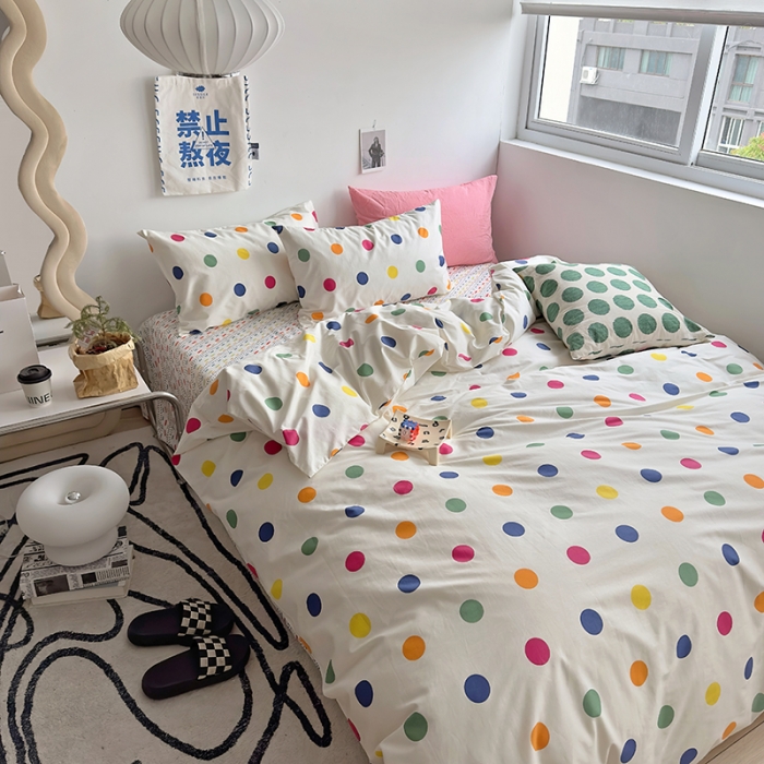 91家纺网 家纺一手货源 找家纺 怡家居 2023新款全棉小清新印花四件套 你好色彩