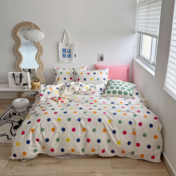 91家纺网 家纺一手货源 找家纺 怡家居 2023新款全棉小清新印花四件套 你好色彩