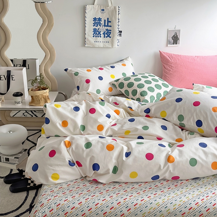 91家纺网 家纺一手货源 找家纺 怡家居 2023新款全棉小清新印花四件套 你好色彩