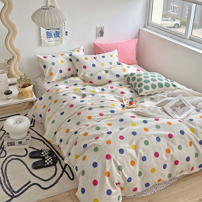 91家纺网 家纺一手货源 找家纺 怡家居 2023新款全棉小清新印花四件套 你好色彩