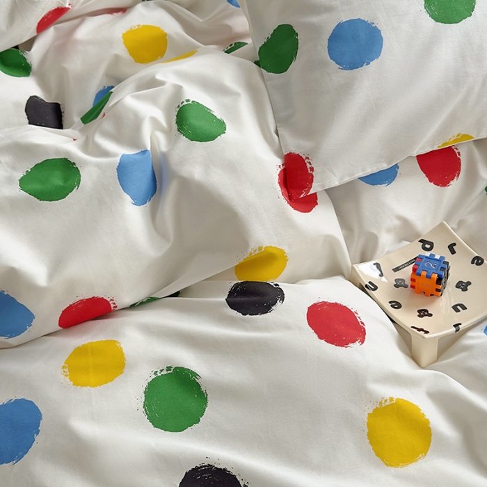 91家纺网 家纺一手货源 找家纺 怡家居 2023新款全棉小清新印花四件套 七彩球