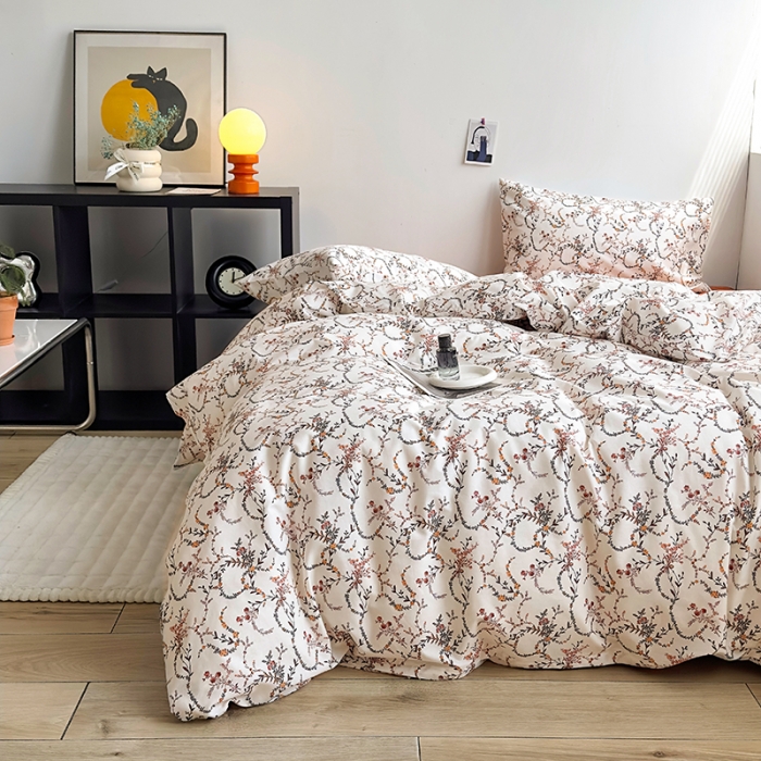 91家纺网 家纺一手货源 找家纺 怡家居 2023新款全棉小清新印花四件套 语蝶