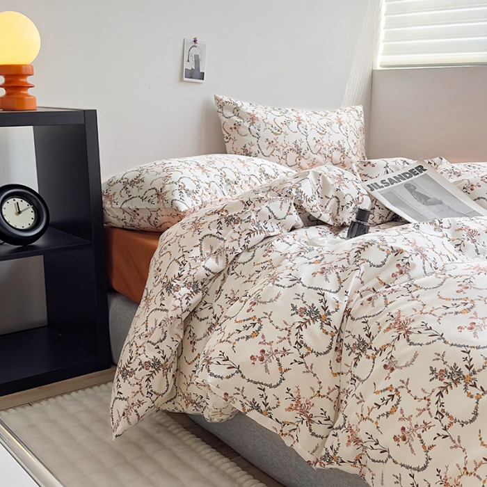 91家纺网 家纺一手货源 找家纺 怡家居 2023新款全棉小清新印花四件套 语蝶