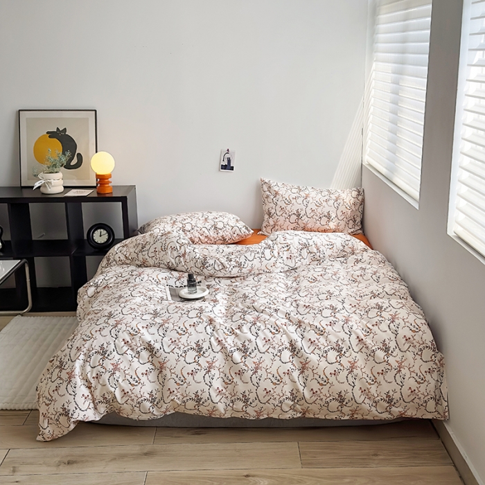 91家纺网 家纺一手货源 找家纺 怡家居 2023新款全棉小清新印花四件套 语蝶