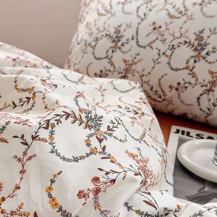 91家纺网 家纺一手货源 找家纺 怡家居 2023新款全棉小清新印花四件套 语蝶