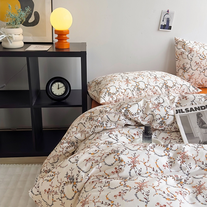 91家纺网 家纺一手货源 找家纺 怡家居 2023新款全棉小清新印花四件套 语蝶