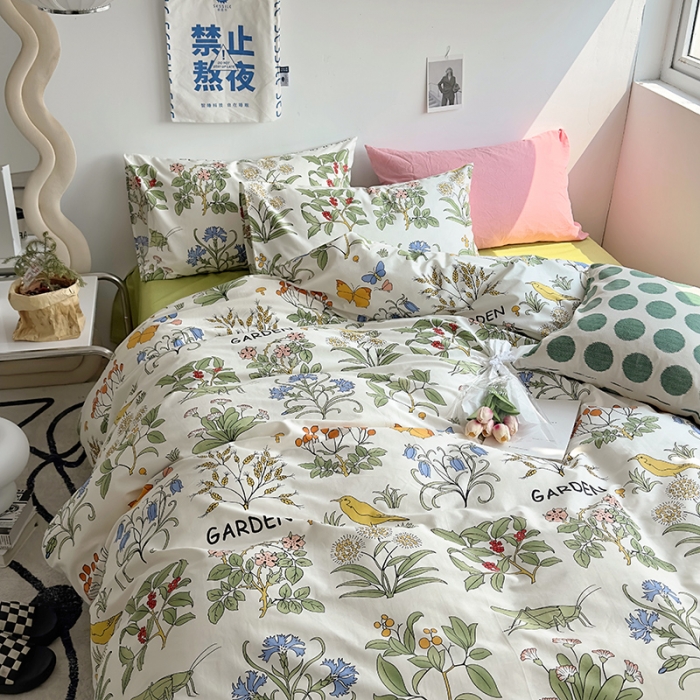 91家纺网 家纺一手货源 找家纺 怡家居 2023新款全棉小清新印花四件套 云杉