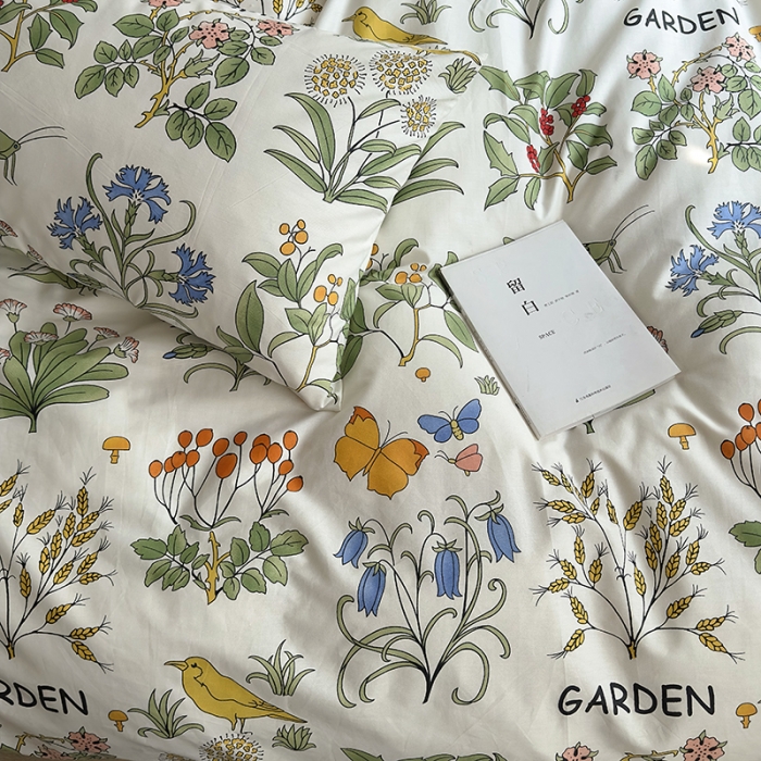 91家纺网 家纺一手货源 找家纺 怡家居 2023新款全棉小清新印花四件套 云杉